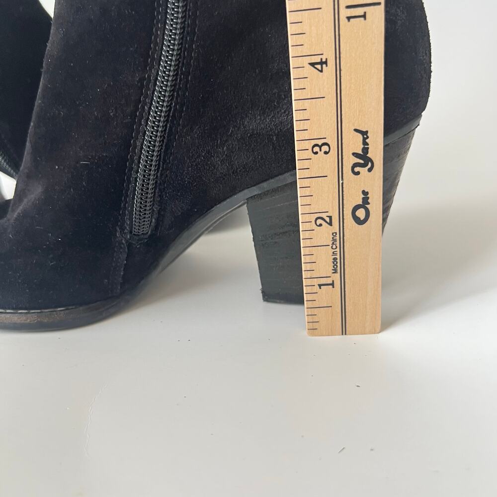 Paul Green Dallas Black Suede Stacked Heeled Ankle Boots Size 8 US - Picture 8 of 10